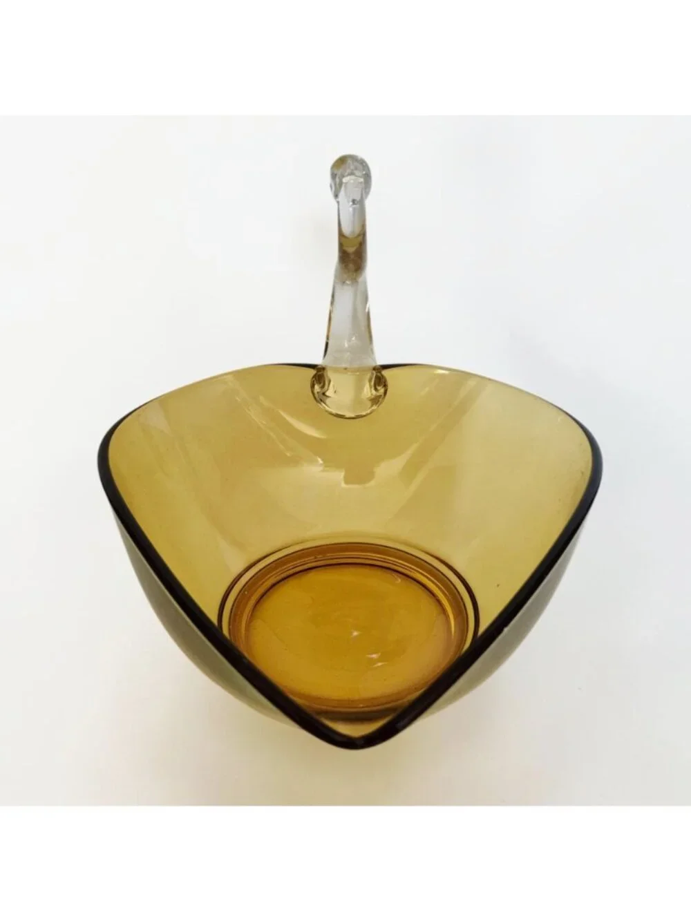Vintage Amber Art Glass Swan Serving Bowl Centerpiece Fruit Bowl Hand Blown 3lbs